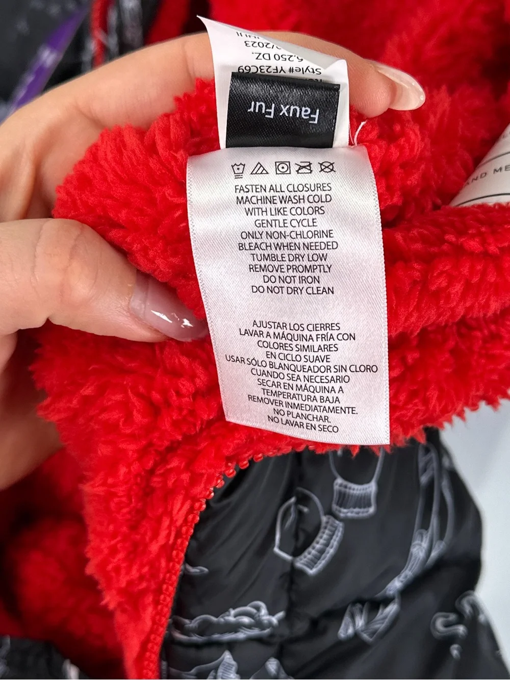 Spyder Snowsuit Bunting Hooded Sherpa Lined Doodle Print Black Red 24M
